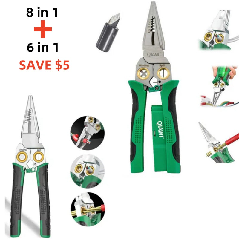 QIAWI™-8 in 1 Wire Stripper Twister for Cutting and Pulling Wires Cable Scissors,Voltage Tester Pliers