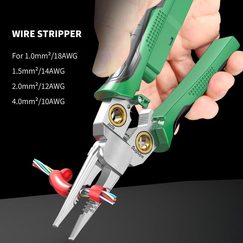 QIAWI™-8 in 1 Wire Stripper Twister for Cutting and Pulling Wires Cable Scissors,Voltage Tester Pliers