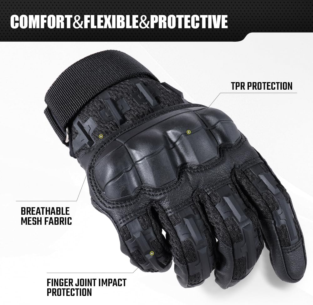 Tactical Full-Finger Gloves — Knuckle Protection + Touchscreen + Non-Slip Grip