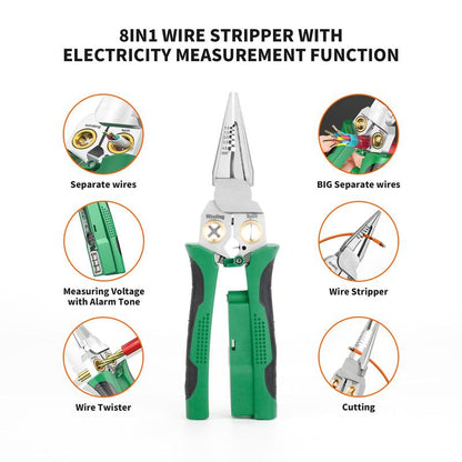 QIAWI™-8 in 1 Wire Stripper Twister for Cutting and Pulling Wires Cable Scissors,Voltage Tester Pliers