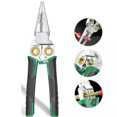 QIAWI™-8 in 1 Wire Stripper Twister for Cutting and Pulling Wires Cable Scissors,Voltage Tester Pliers