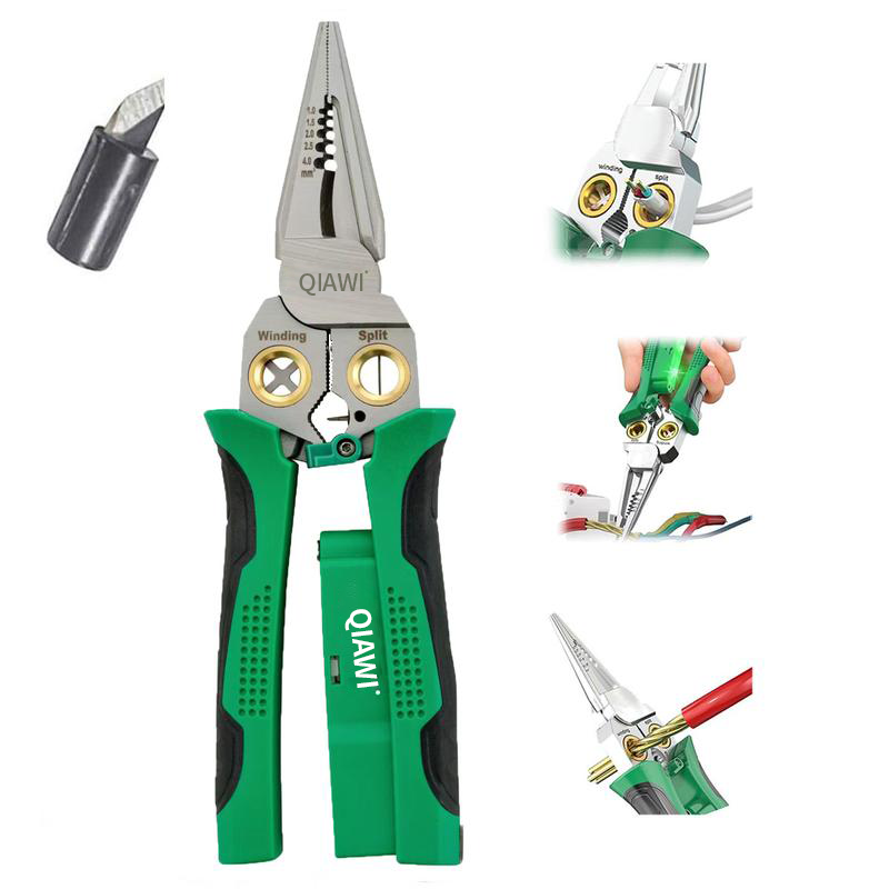 QIAWI™-8 in 1 Wire Stripper Twister for Cutting and Pulling Wires Cable Scissors,Voltage Tester Pliers