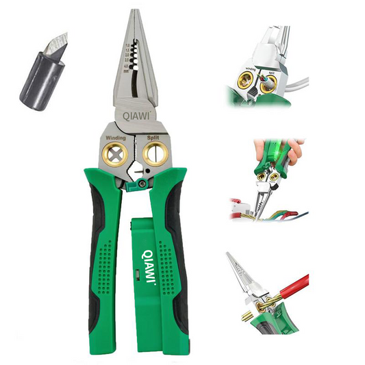 QIAWI™-8 in 1 Wire Stripper Twister for Cutting and Pulling Wires Cable Scissors,Voltage Tester Pliers