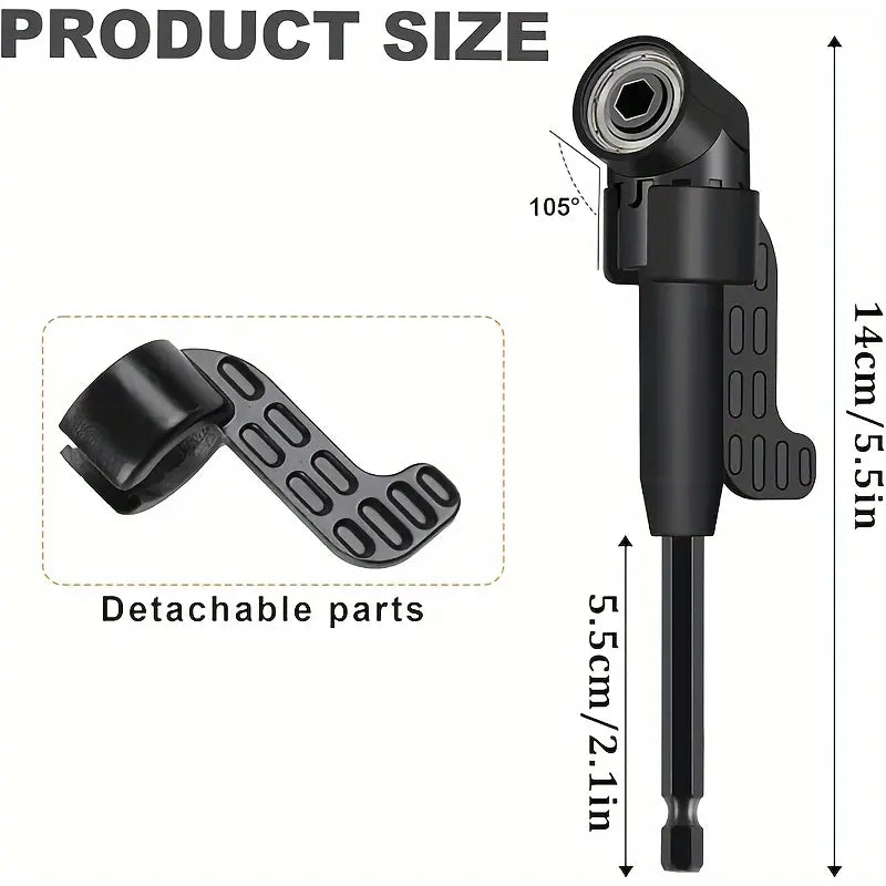 Complete Tool Kit: 3 Rotatable Socket Adapters + 2 Angle Drill Adapters + 90° Bevel Bit