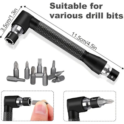 Complete Tool Kit: 3 Rotatable Socket Adapters + 2 Angle Drill Adapters + 90° Bevel Bit